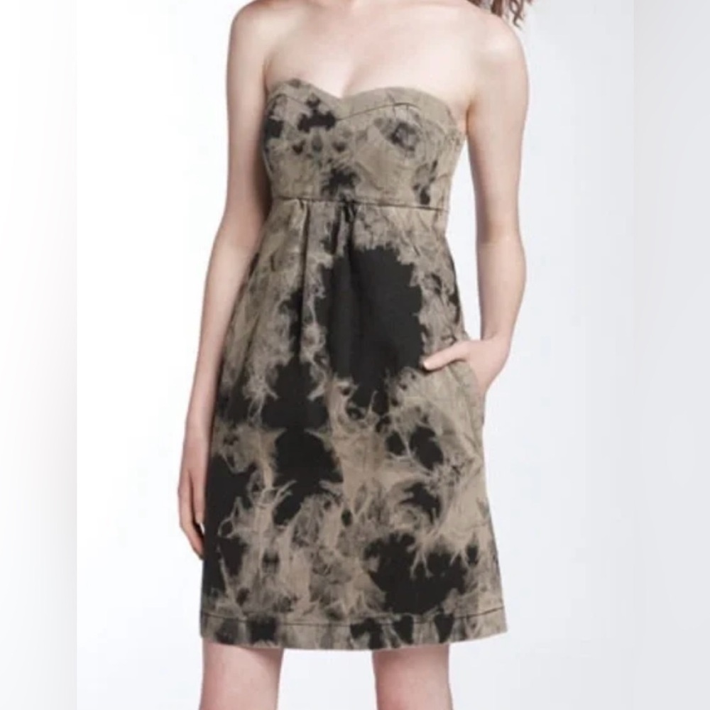 ANTHROPOLOGIE Current/Elliott The Tulip Dress Cloud Wash Strapless Denim Mini 2